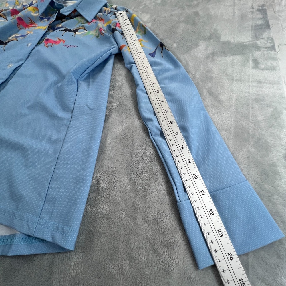 Espoir Equestrian Button Up Shirt Womens M Performance Horse Riding Western Blue - Picture 8 of 14